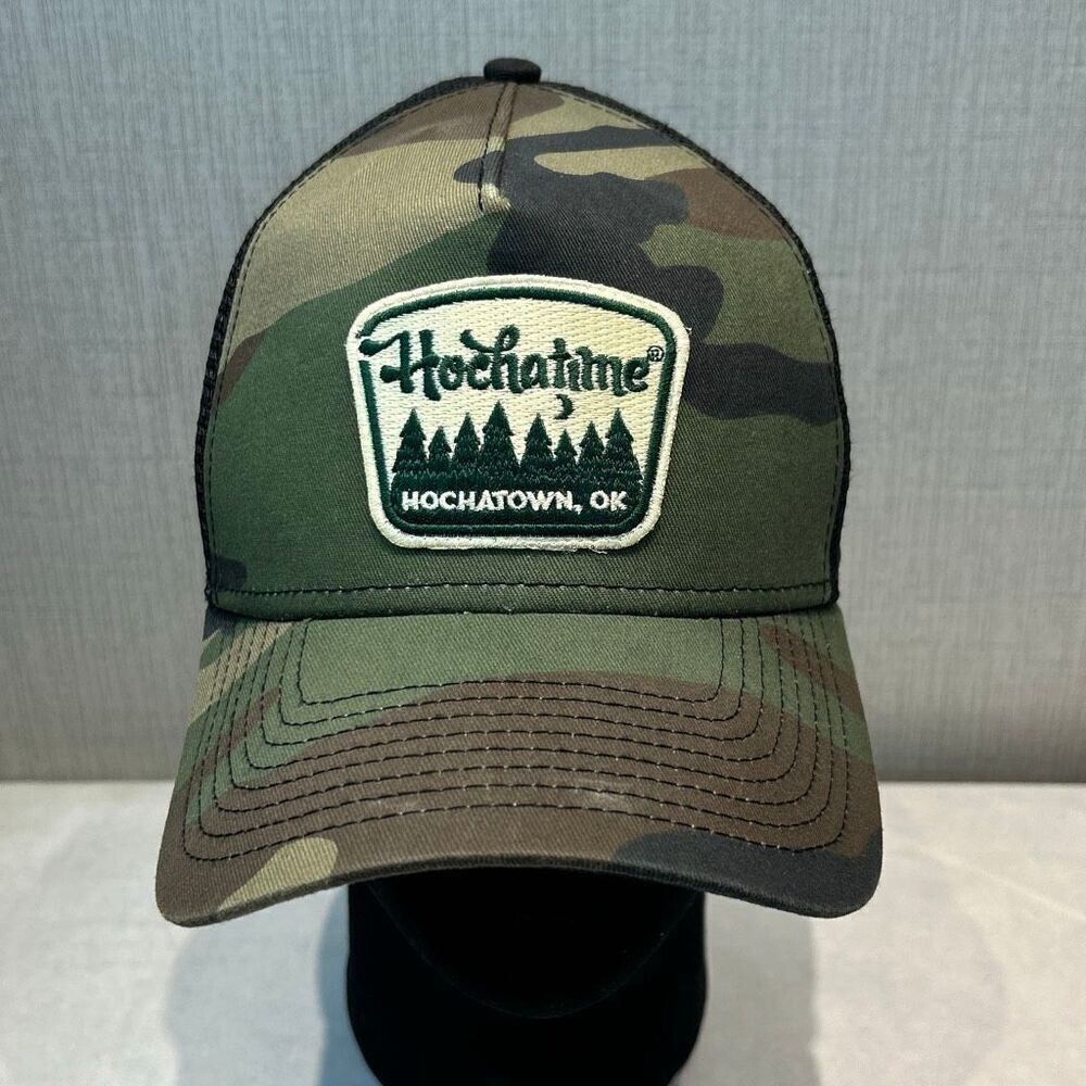 Hochatime Hochatown OK Hat Cap Snapback Trucker Mesh Camo Green Brown Black Adju